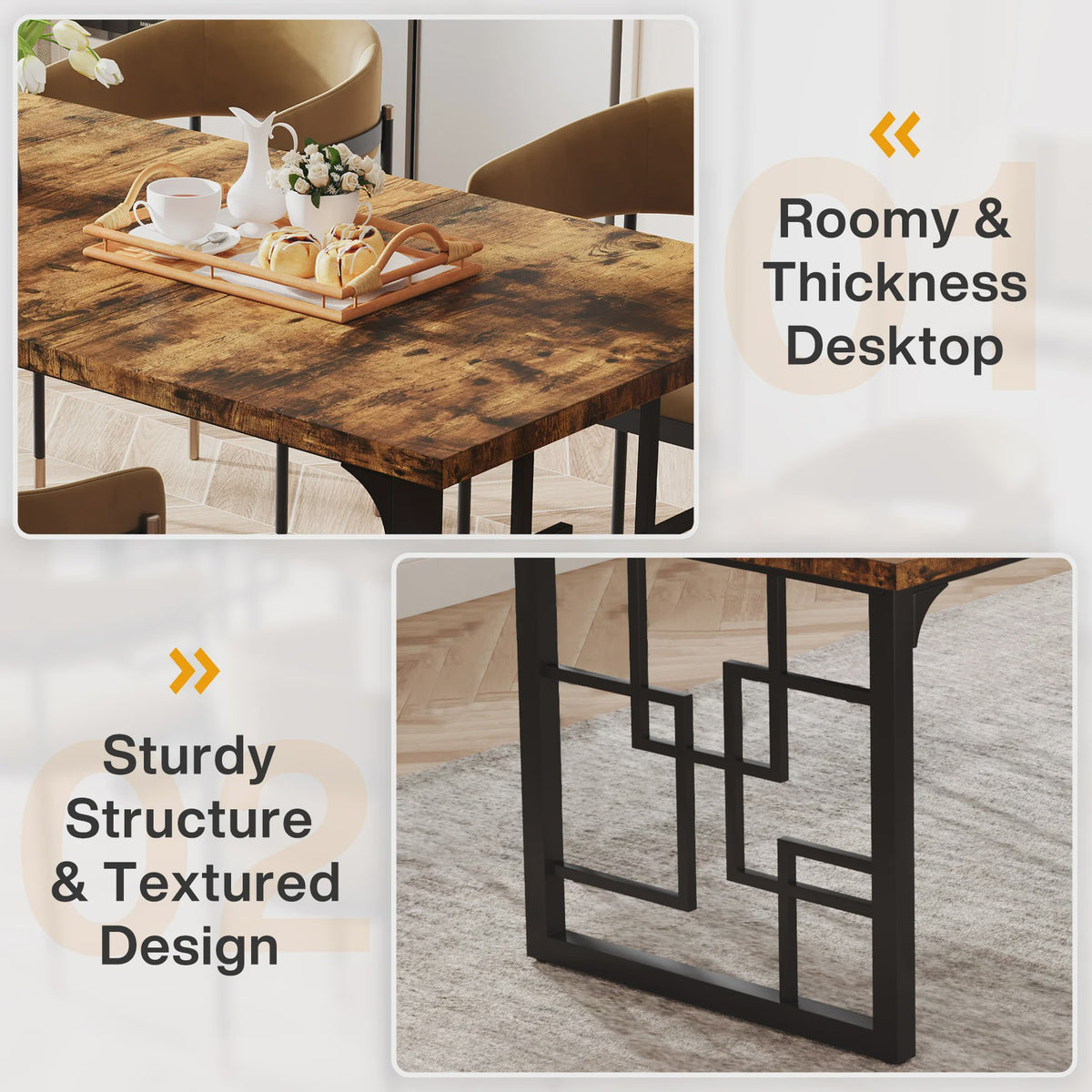 Tribesigns Bureau 160cm - Industrieel Hout & Zwart Metaal - Ruim Werkbureau