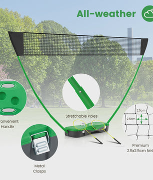 Complete Draagbare Badminton Set met Net, Rackets, Shuttlecocks en Opbergbox
