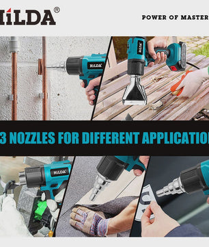HILDA 21V Draadloze Hete Lucht Föhn - Oplaadbaar, Compatibel met Makita Batterij, Inclusief Mondstukken