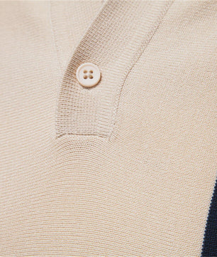 Heren Gebreide Polo Shirt - Ademend, Zomerse Strepen & Mesh Inzetstukken