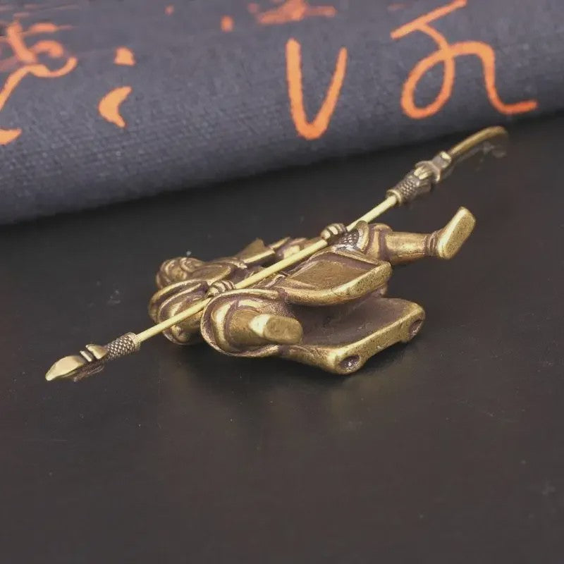 Bronzen Guan Gong Beeld op Paard - Chinese God van Rijkdom Decoratie