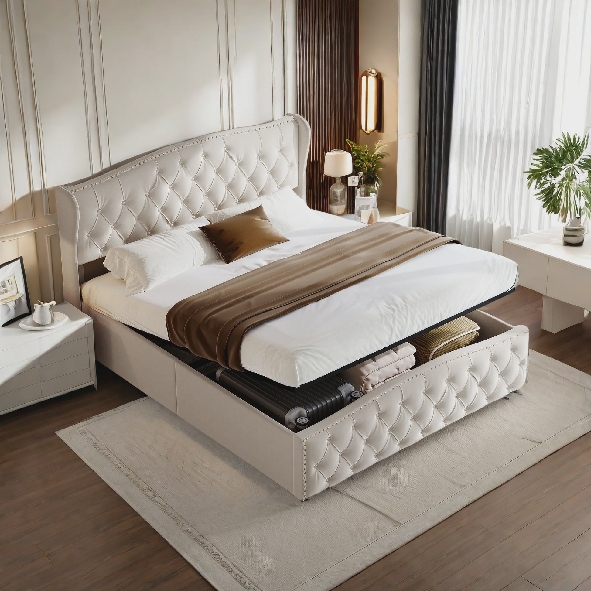 Stijlvol Hydraulisch Bed met Opbergruimte - Modern Design