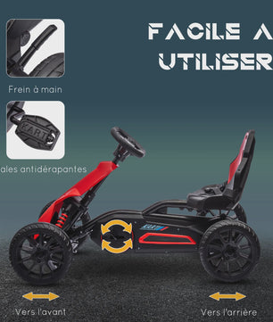 Kinder Trappen Go-Kart met Verstelbare Stoel en Stille EVA Wielen