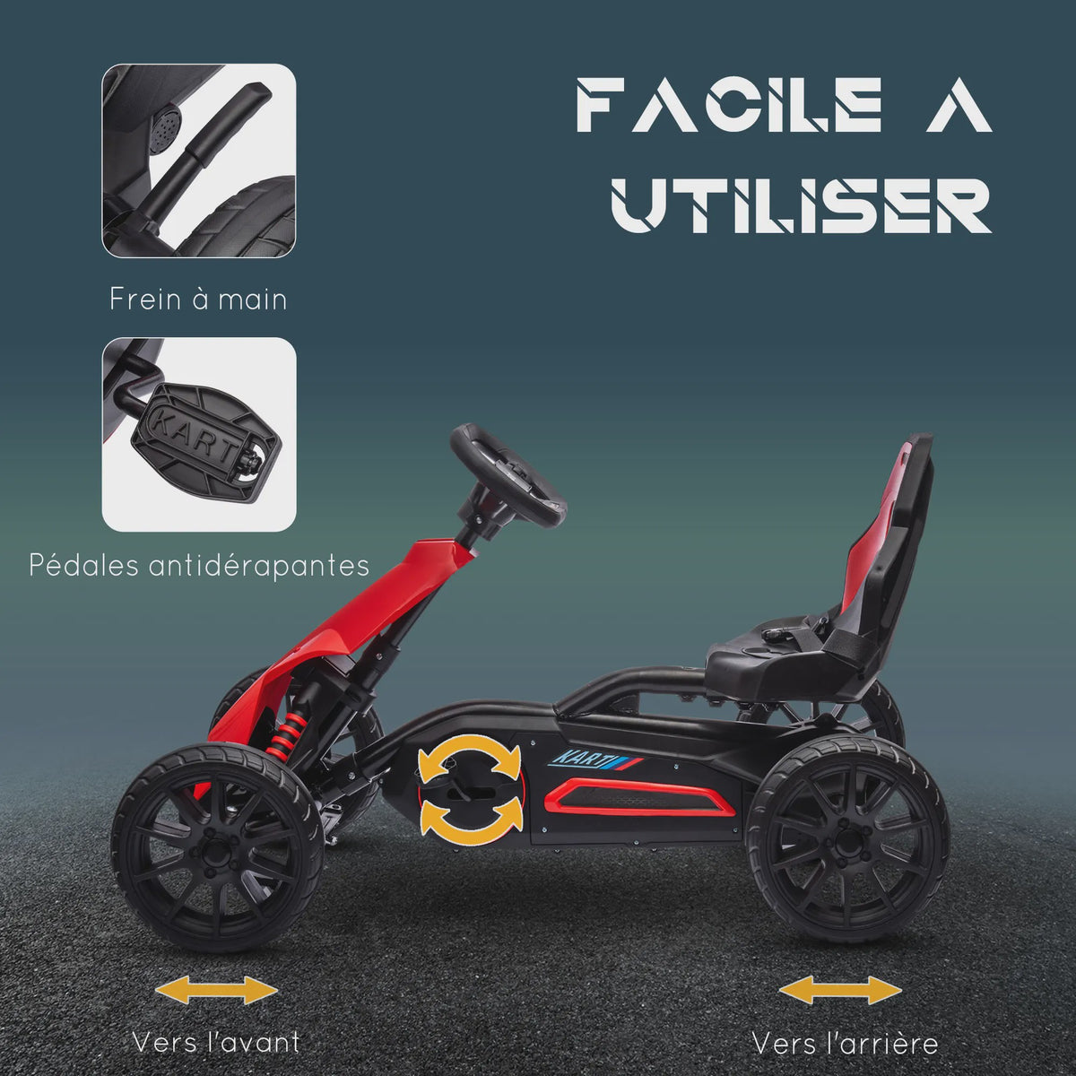 Kinder Trappen Go-Kart met Verstelbare Stoel en Stille EVA Wielen