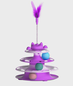 Interactieve Katten Toren Speelgoed met Balletjes en Veer - Zelfentertainment & Anti-verveling