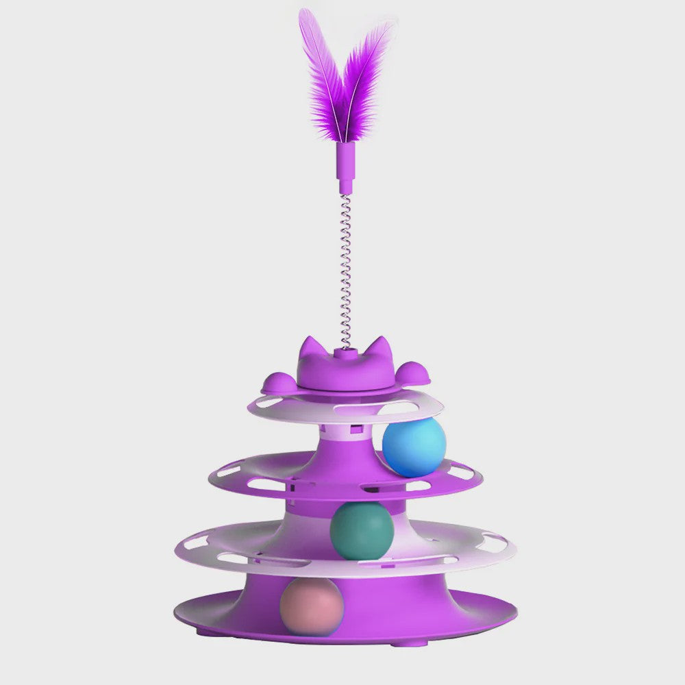 Interactieve Katten Toren Speelgoed met Balletjes en Veer - Zelfentertainment & Anti-verveling