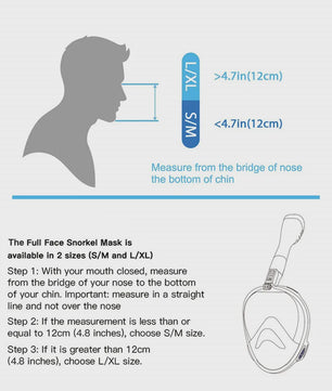 Full Face Snorkel Masker met 180° Panoramisch Zicht, Anti-lek & Anti-condens - Veilig Ademhalen & Camera Mount