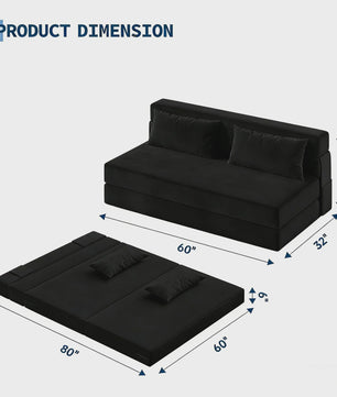 Garvee 4-in-1 Opvouwbare Futon Sofa Bed: Multifunctionele Slaapbank met Memory Foam Matras & Kussen
