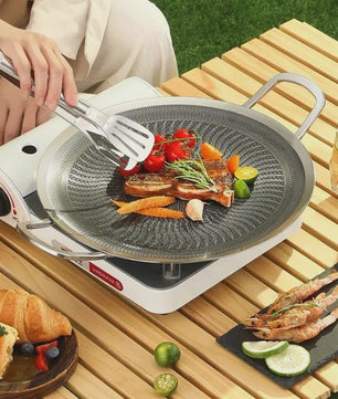 RVS BBQ Grillpan - Geschikt voor Camping, Thuis & Inductie/Gas Kookplaten