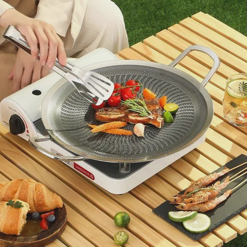 RVS BBQ Grillpan - Geschikt voor Camping, Thuis & Inductie/Gas Kookplaten