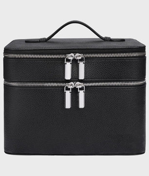 Dubbellaagse Make-up Tas - Draagbare Professionele Cosmetica Organizer met Verstelbare Vakken
