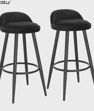 Set van 2 fluwelen barkrukken met voetensteun - Stijlvol en comfortabel voor keuken en bistro