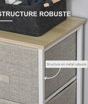 Homcom 3-Laden Stoffen Commode - Moderne Opbergkast met Stalen Frame en Verstelbare Voeten