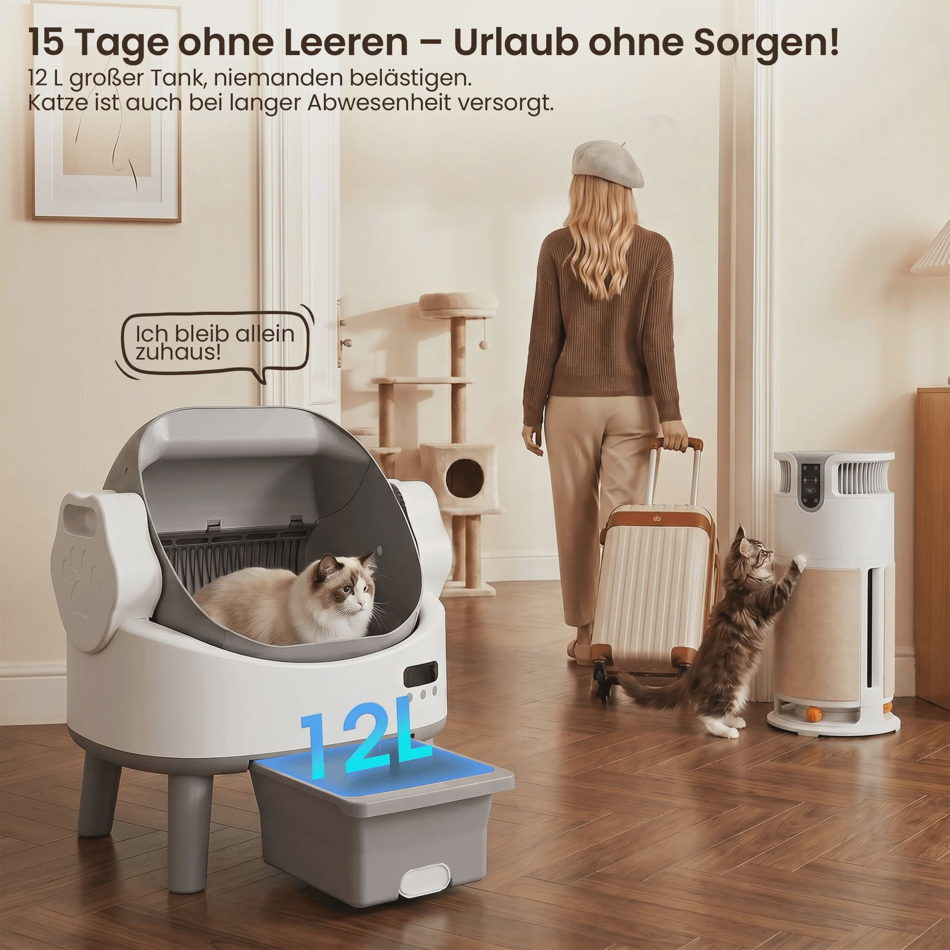 Automatische Kattenbak - Slim, Zelfreinigend & Geurvrij met Veiligheidssensor