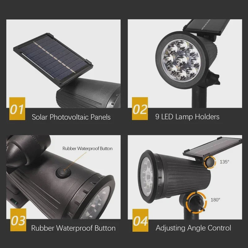 Solar LED Spot Verlichting - Waterdichte Buitenlamp voor Tuin, Pad & Landschap