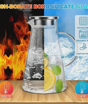 Grote Glazen Waterkan met Handvat - Hittebestendig & Lekvrij