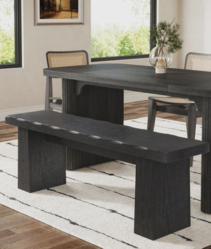 Tribesigns Houten Entree Bank Zwart - 120 cm Lange Eetkamerbank met Stevig Frame