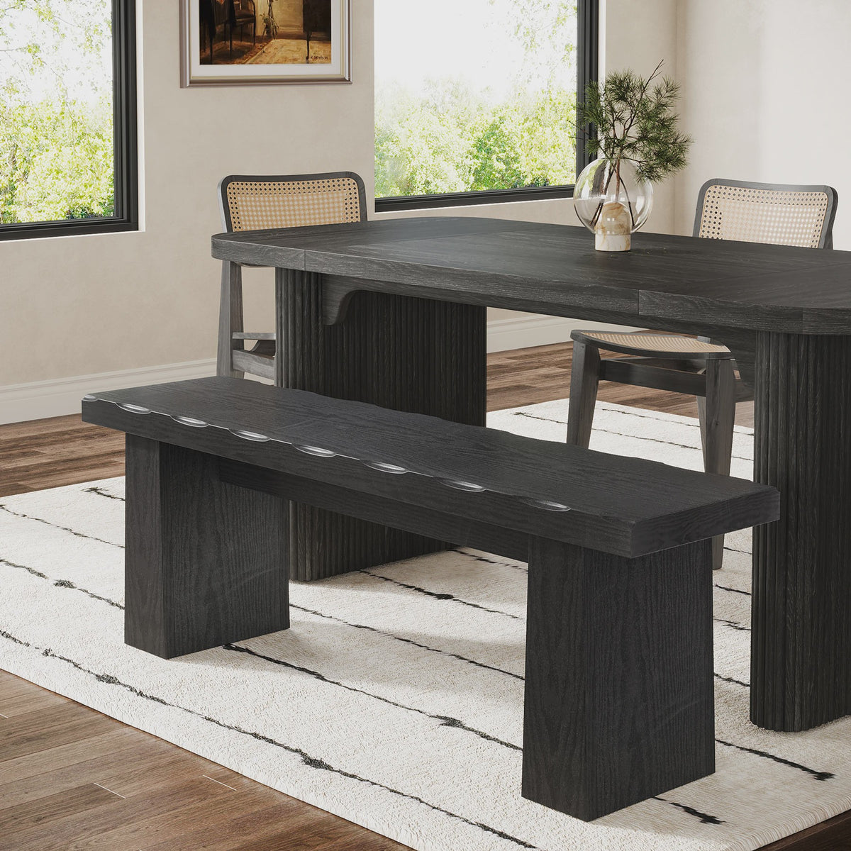 Tribesigns Houten Entree Bank Zwart - 120 cm Lange Eetkamerbank met Stevig Frame
