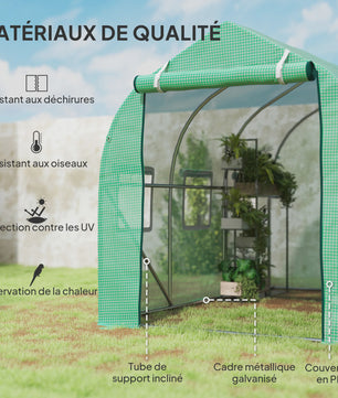 Outsunny Tunnel Kas 5,75 m² - Groen - Met Deur & 6 Rolramen - 295x195x196 cm