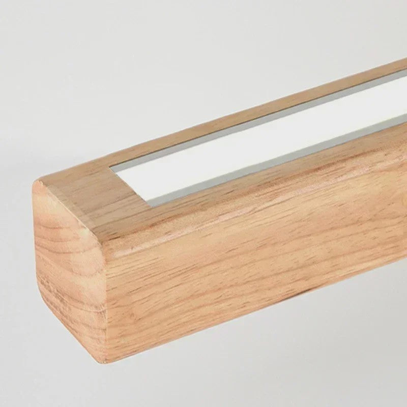 Houten LED Hanglamp Lange Strip - Stijlvolle Verlichting voor Eettafel, Woon- en Eetkamer