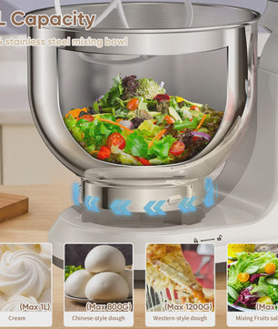 BioloMix Keukenmachine 1200W met Digitale OLED Display, 11 Snelheden & 5L Kom