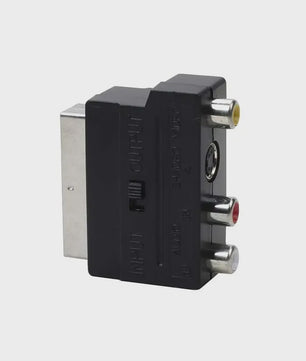 Scart naar 3x RCA & S-Video Adapter met In/Uit Schakelaar - Zwart
