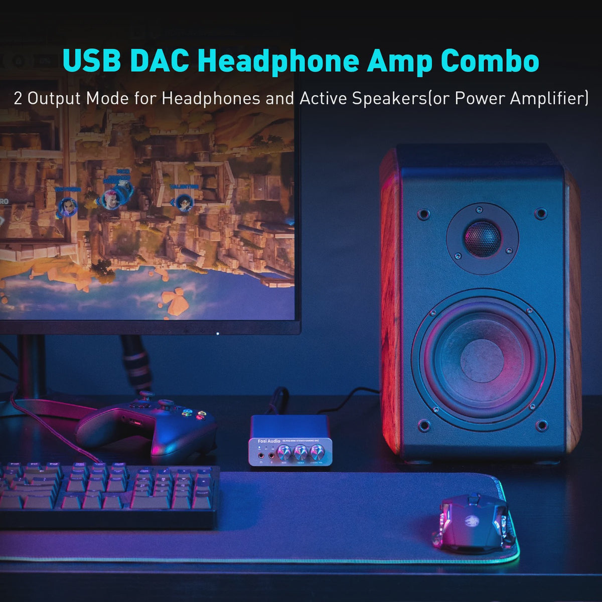Fosi Audio K5 PRO Mini Gaming DAC & Hoofdtelefoonversterker met Microfoon