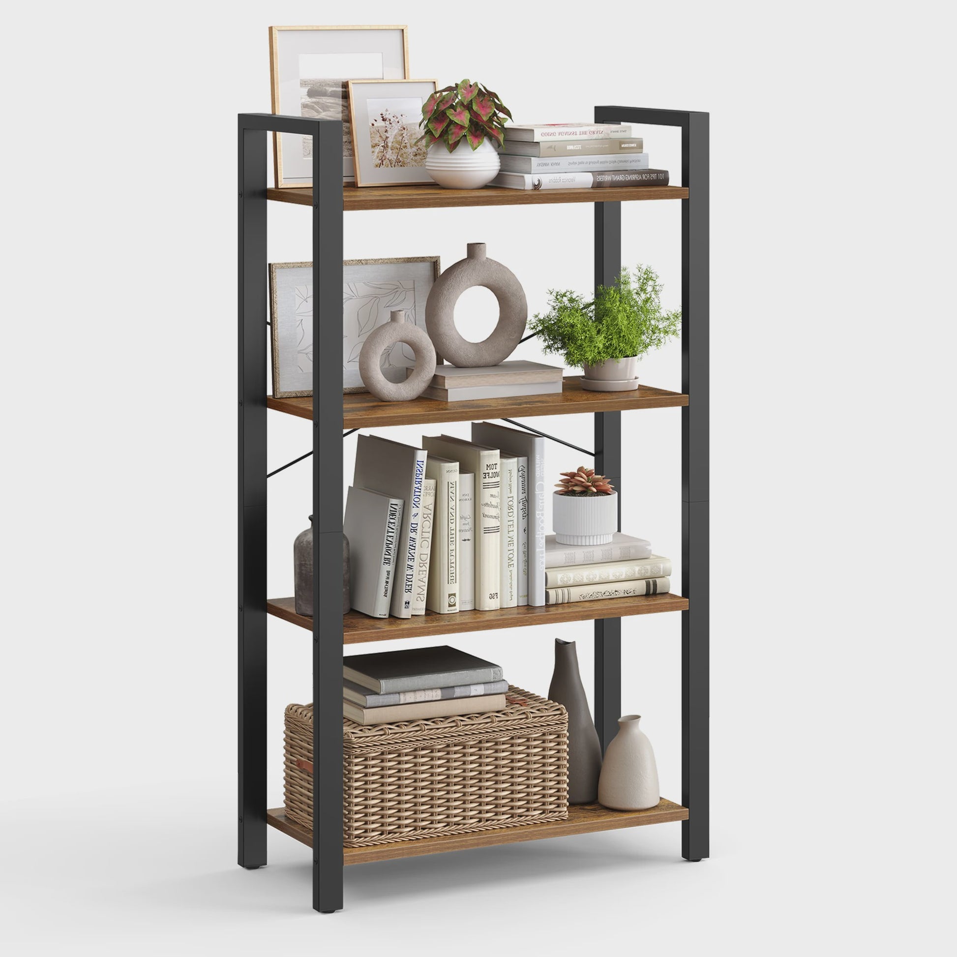 VASAGLE Boekenkast - Stijlvolle Opbergkast met 4, 5 of 6 Niveaus - Industrieel Design