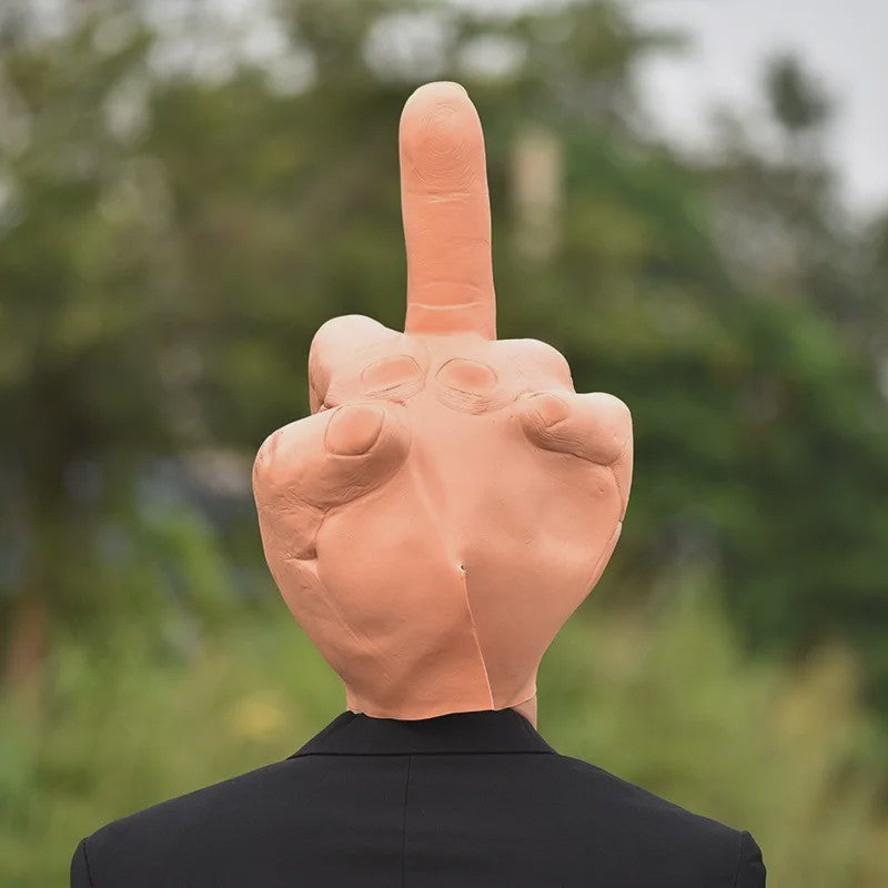 Grappig Middenvinger Masker - Latex Hoofddeksel voor Feestjes, Halloween & Pranks