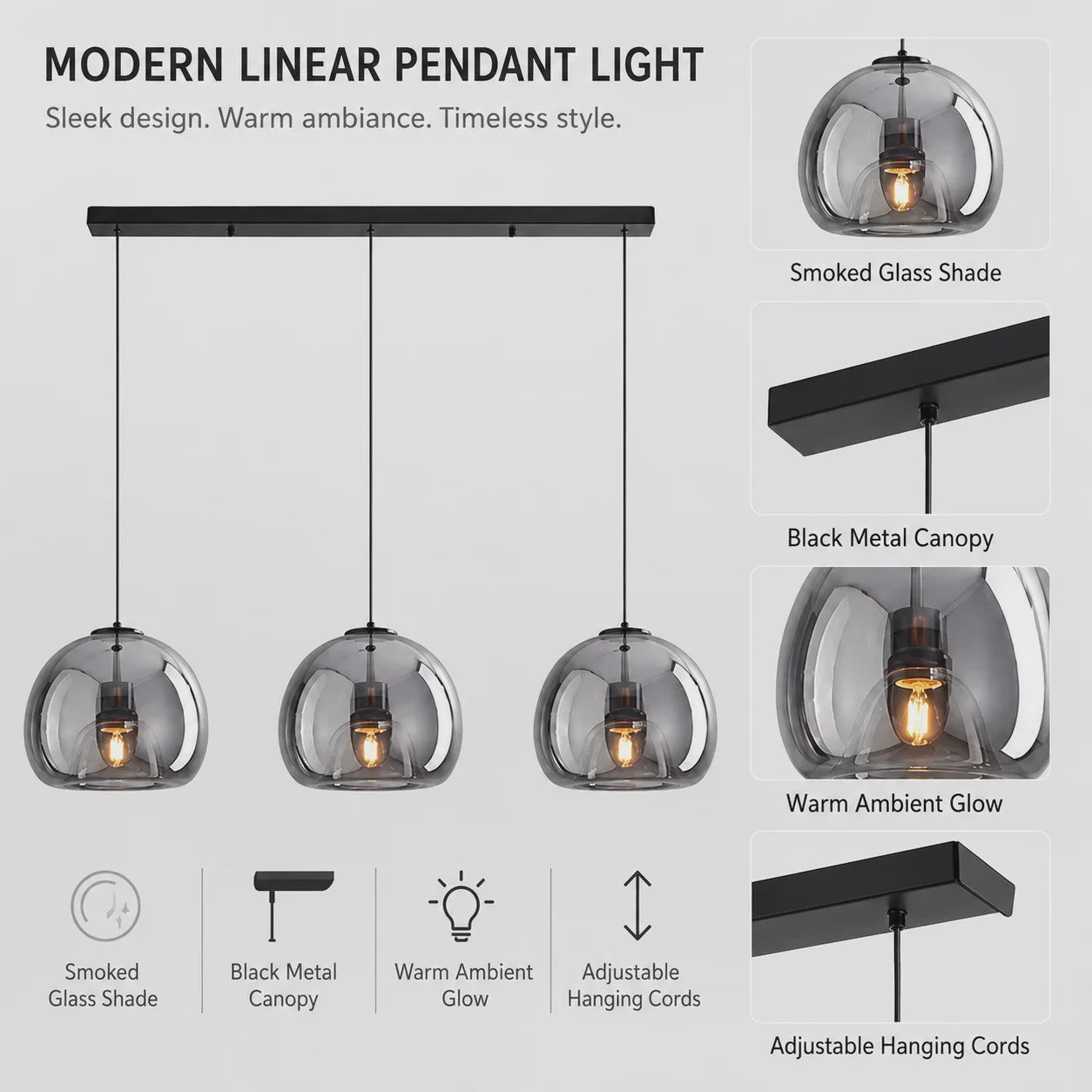 Moderne Glazen Hanglamp - Stijlvol Design voor Woonkamer, Eetkamer & Keuken