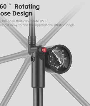 WEST BIKING Hoge Druk Fiets Pomp 300/400PSI met Manometer - Draagbaar voor Voorvork