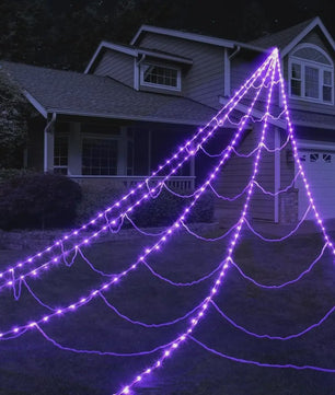 Grote Halloween Spider Web Verlichting met 250 LED's en Gigantische Spin - 5 Meter