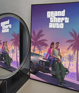 Grand Theft Auto GTA 6 Game Poster - Zelfklevend, Waterdicht & Frameloos