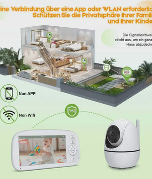 Babyfoon met 720P Camera, 5-Inch HD Scherm, Zoom, Nachtzicht en Temperatuursensor