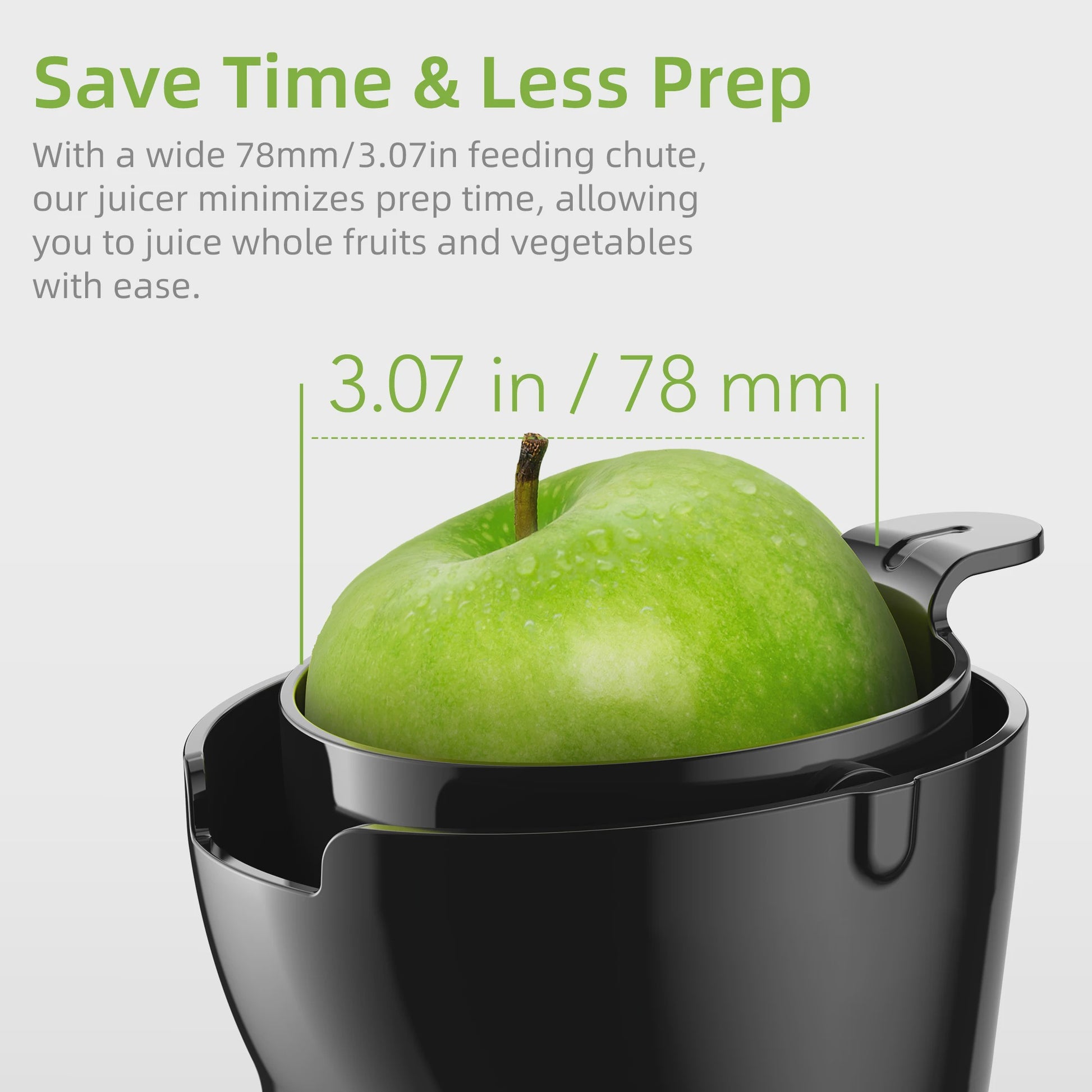 BioloMix Slowjuicer met 78mm Vulopening - Krachtige 200W Motor, Cold Press Sapcentrifuge voor Hele Vruchten