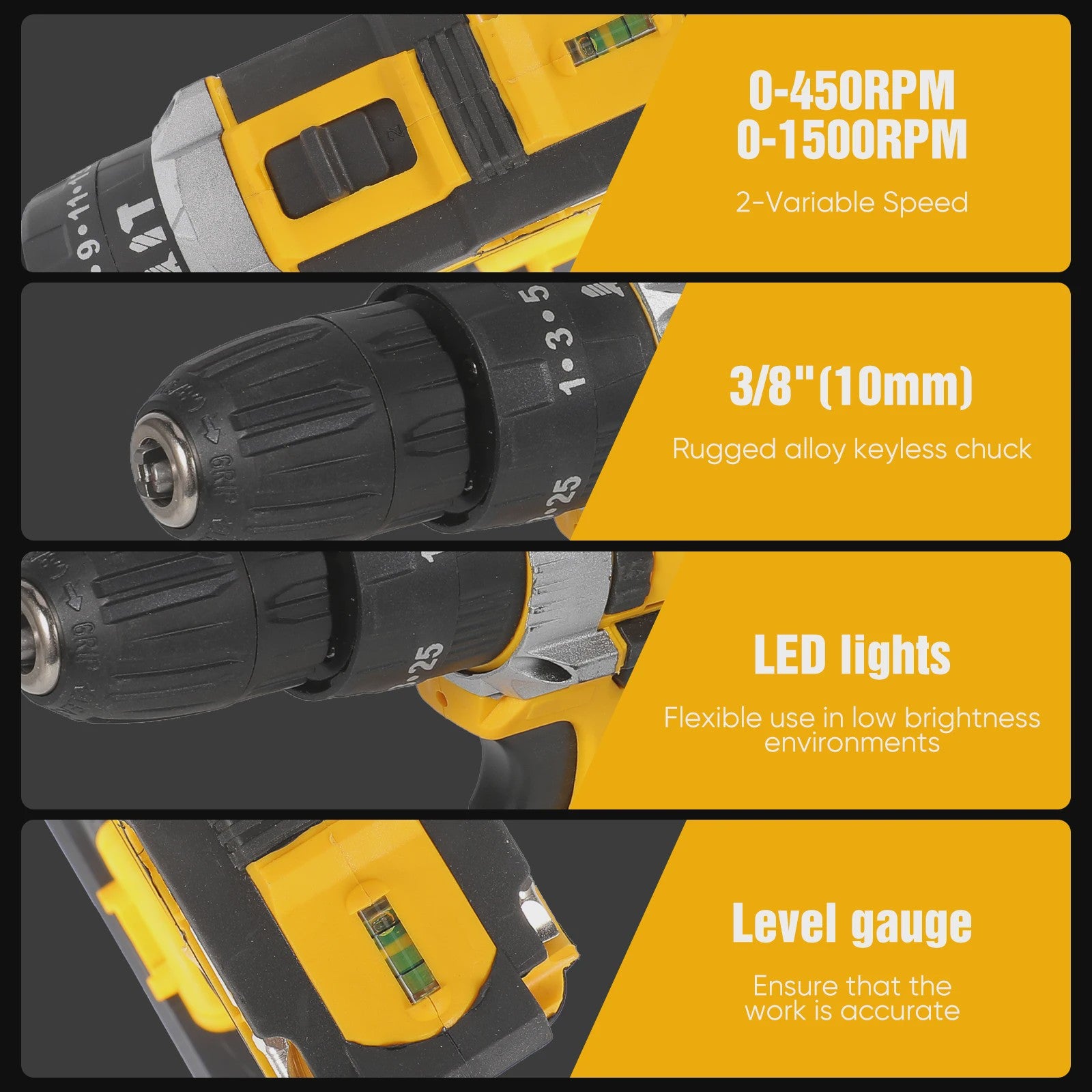 Krachtige 21V Accu Klopboormachine & Schroefmachine met Lithium-Ion Batterij - Draadloos Elektrisch Gereedschap