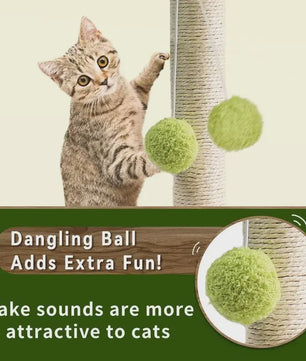 Schattige Kattenkrabpaal met Bladeren en Sisal Touw - Speelplezier voor Kittens