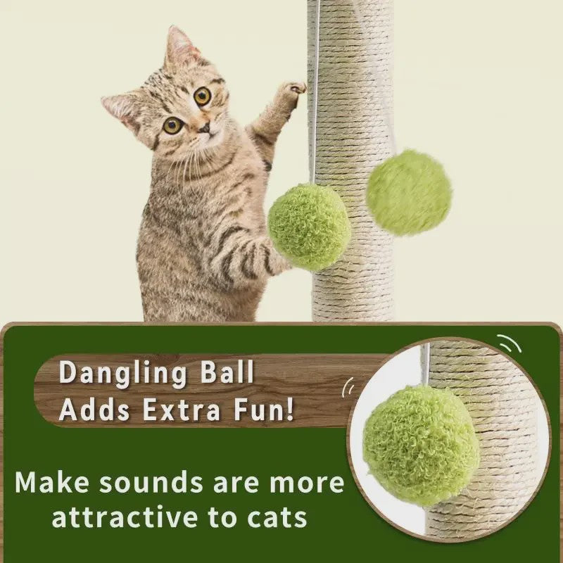 Schattige Kattenkrabpaal met Bladeren en Sisal Touw - Speelplezier voor Kittens