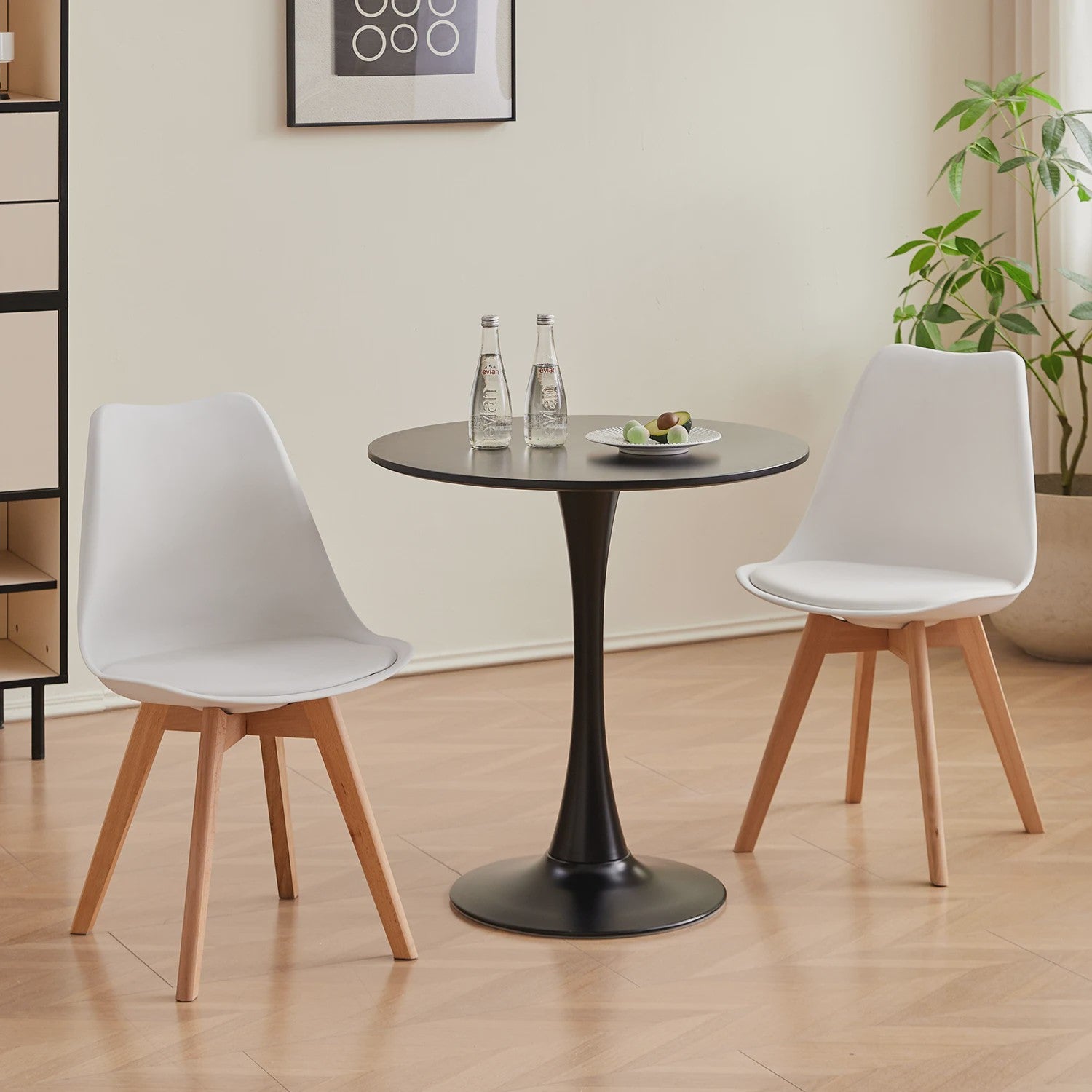 Elegante Ronde Eettafel - Nordic Tulip Design - 70cm - Wit of Zwart