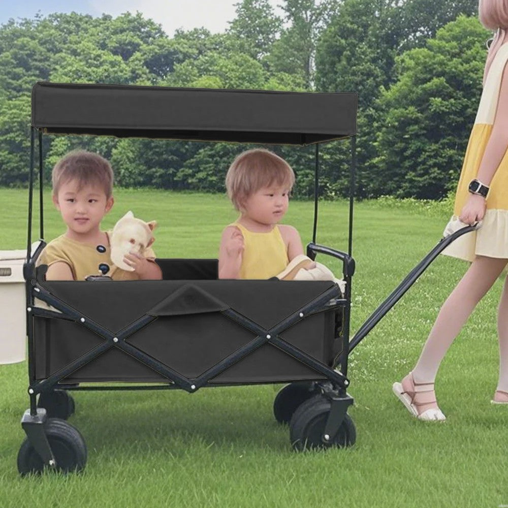 Opvouwbare Kampeerkar met Verstelbare Handgreep - 150L Grote Capaciteit, All-Terrain Wielen voor Strand, Tuin & Buiten