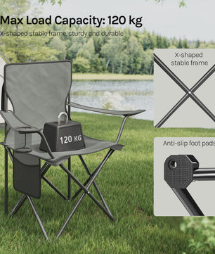 Set van 2 Opvouwbare Campingstoelen met Draagtas en Bekerhouder - Ideaal voor Strand, Camping en Vissen