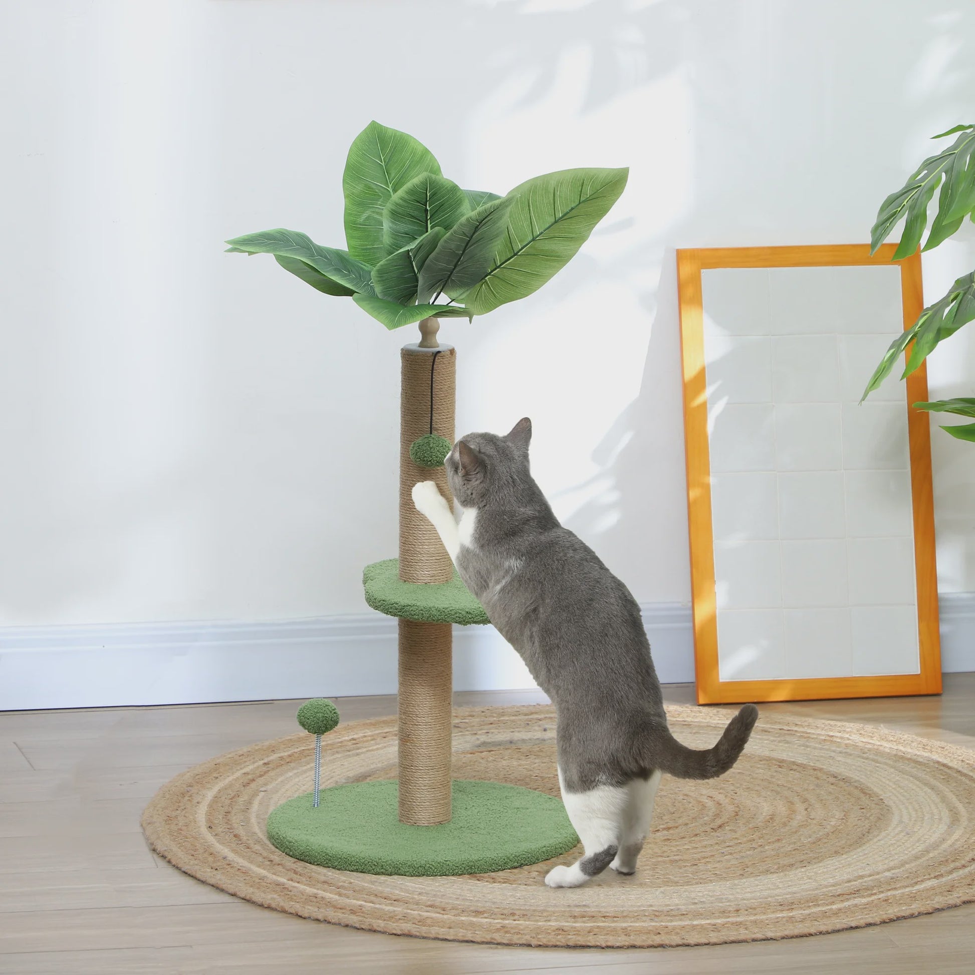 Kattenboom 83 cm met Krabpaal, Speelballetjes en Pluche Platformen