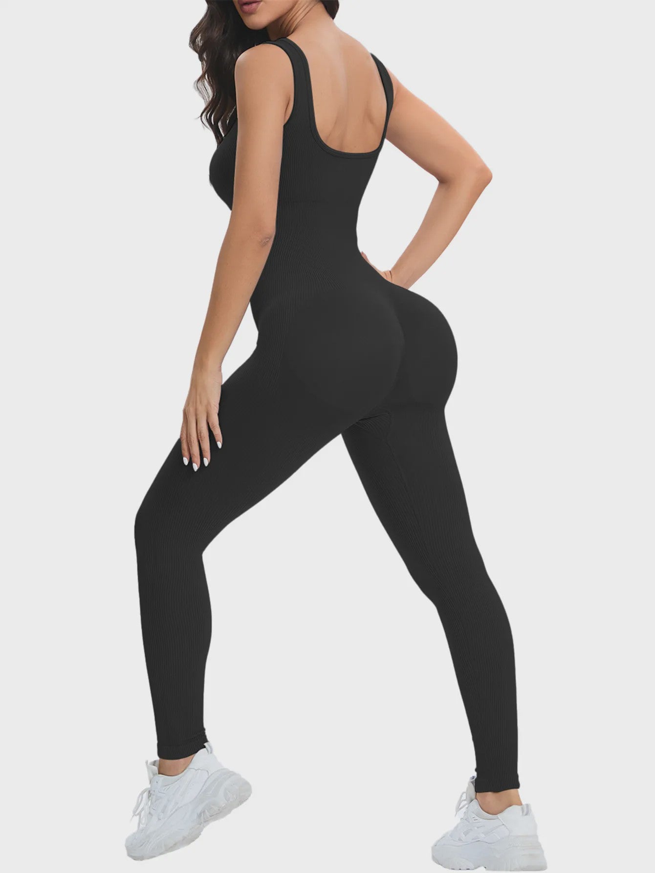 Naadloze Ribbed Jumpsuit voor Dames - Perfect voor Yoga & Workout