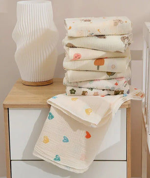 Zachte Muslin Swaddle Deken voor Baby's - Katoen, 80x80cm, met schattige prints