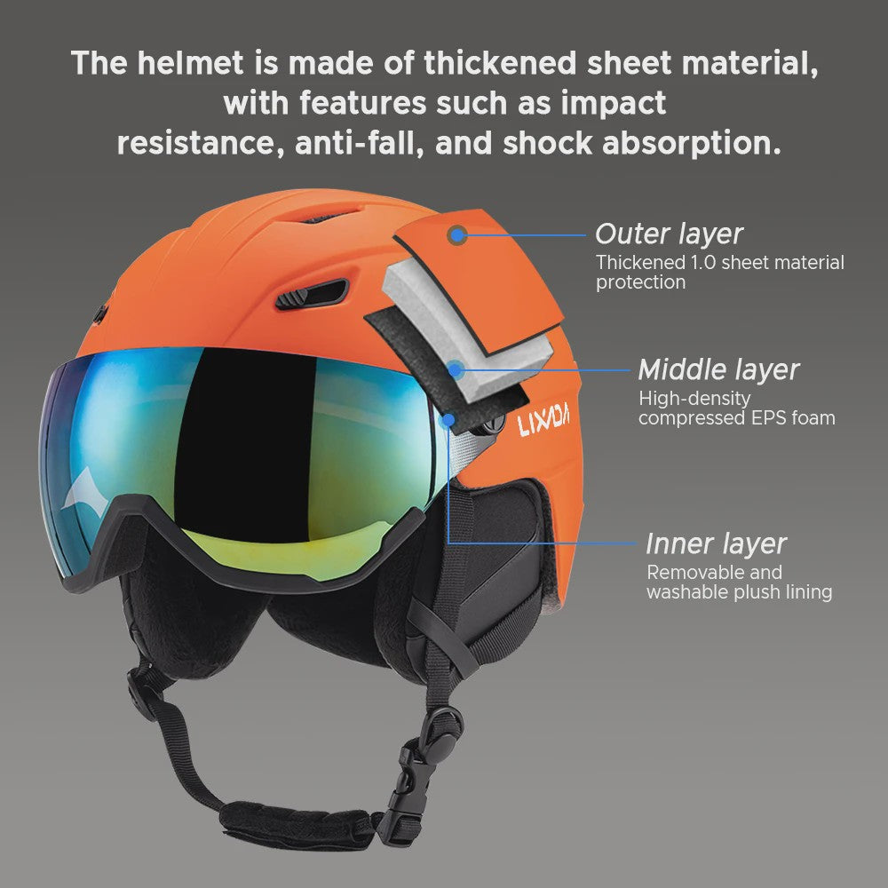 LIXADA Skihelm en Snowboardhelm met Geïntegreerd Vizier voor Dames en Heren