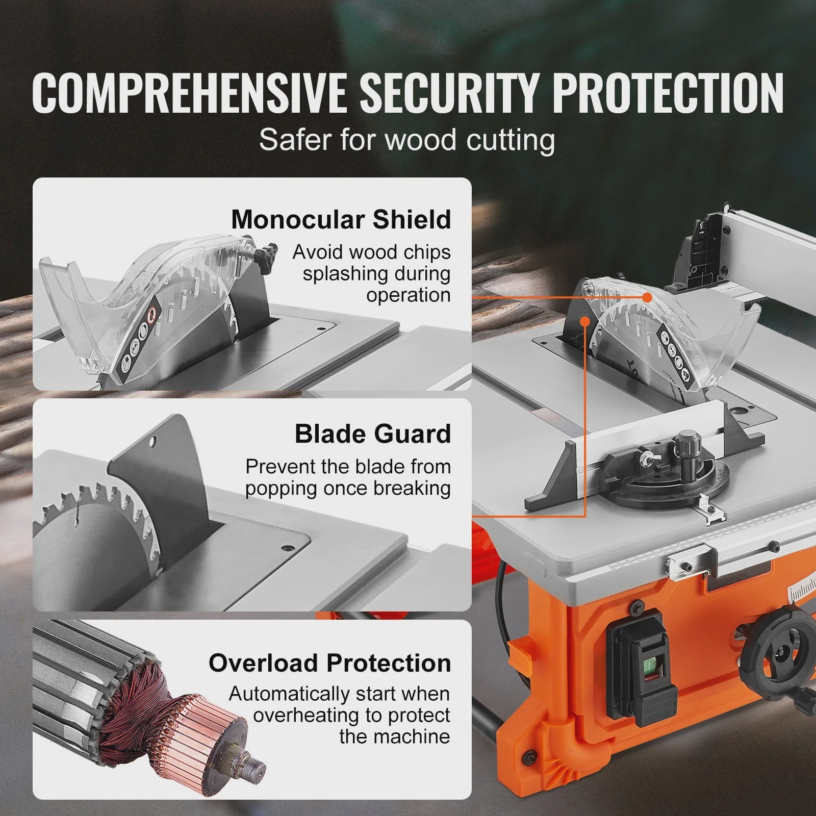 SucceBuy 10-inch Tafelzaag 8A - Draagbaar & Compact voor Jobsite & DIY Houtbewerking