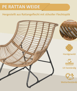 Outsunny Rotan Fauteuil met Dik Zitkussen - Comfortabele Tuinstoel tot 120 kg