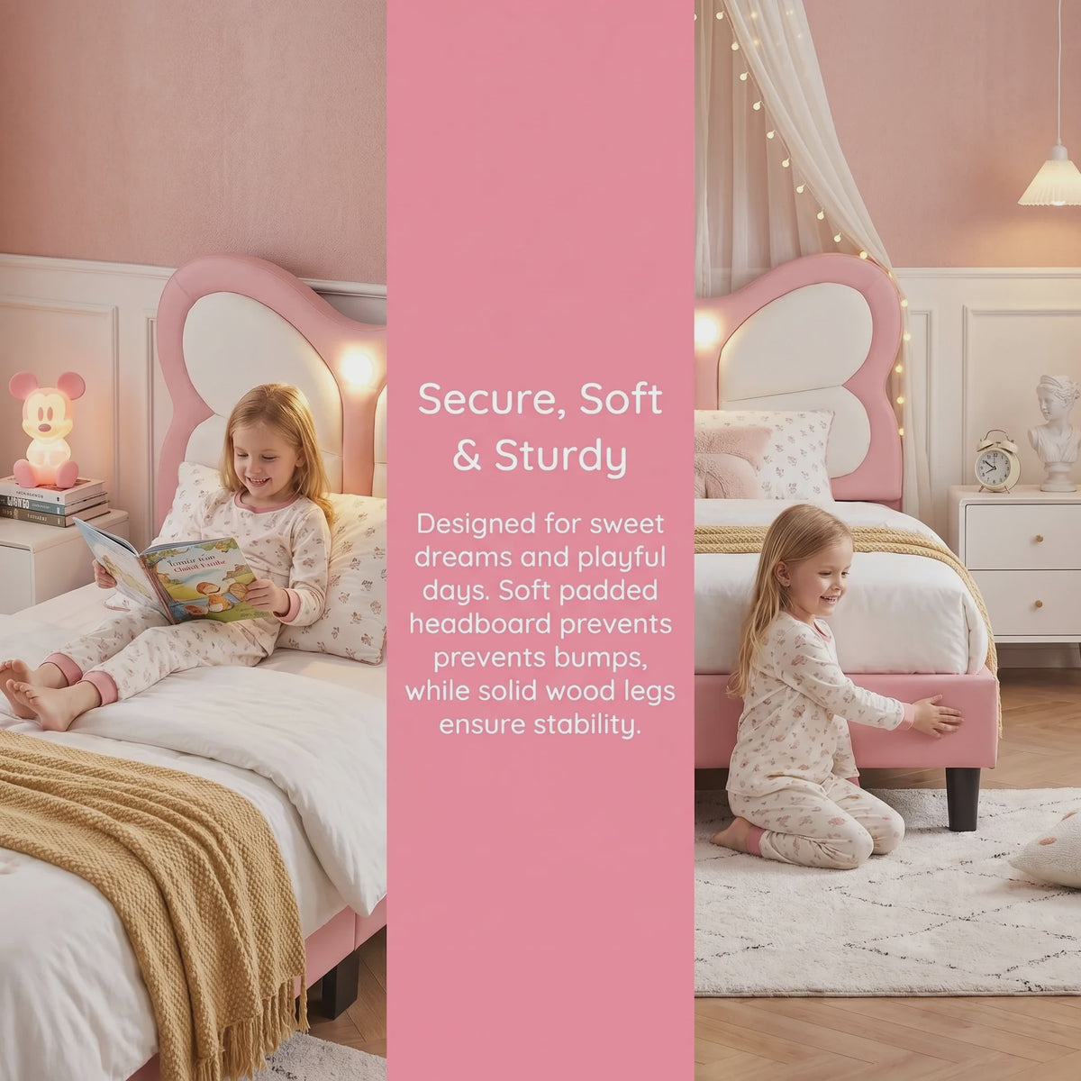 Anajqaqia Kinderbed met Vlinder Design, 90x200cm, Inclusief Nachtlampje