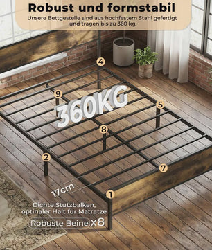 Industrieel Stalen Bedframe 90x200/140x200 cm met 27cm Vrije Ruimte - Vintage Design