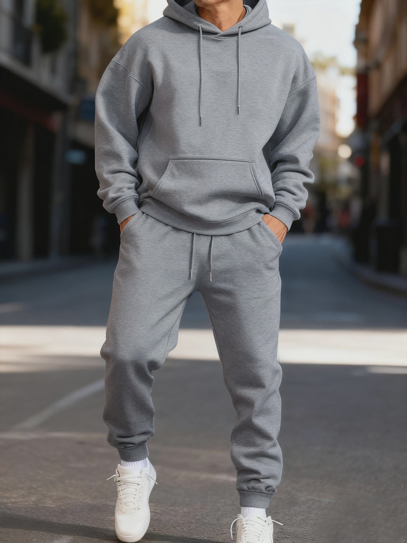 Unisex Fleece Hoodie Set - Casual Sportkleding voor Heren & Dames